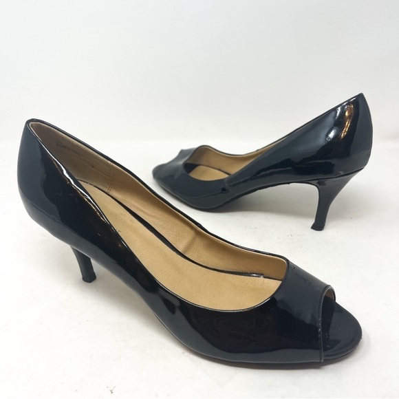 Lane Bryant Black Vegan Leather Peep Toe Pump Heel Size 10 - Picture 3 of 9